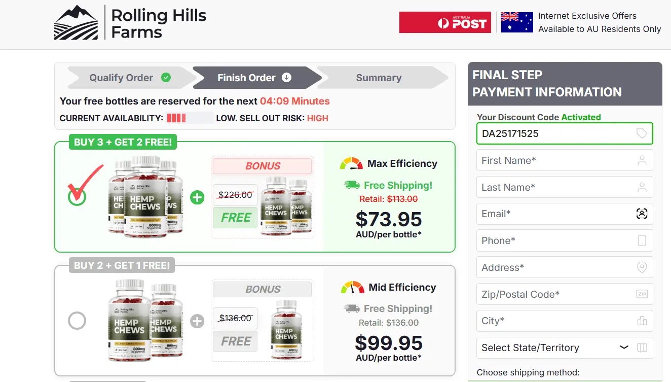 Rolling Hills Hemp Gummies Australia Order Page